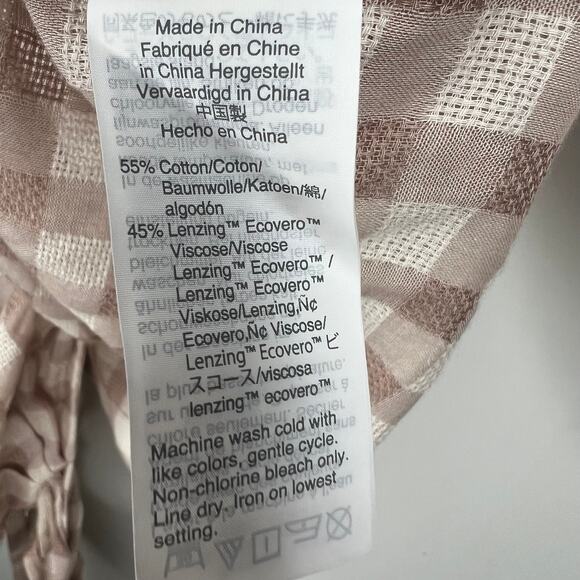 Madewell Tan Gingham Check Sweetheart Wrap Top Size Small - Picture 7 of 9